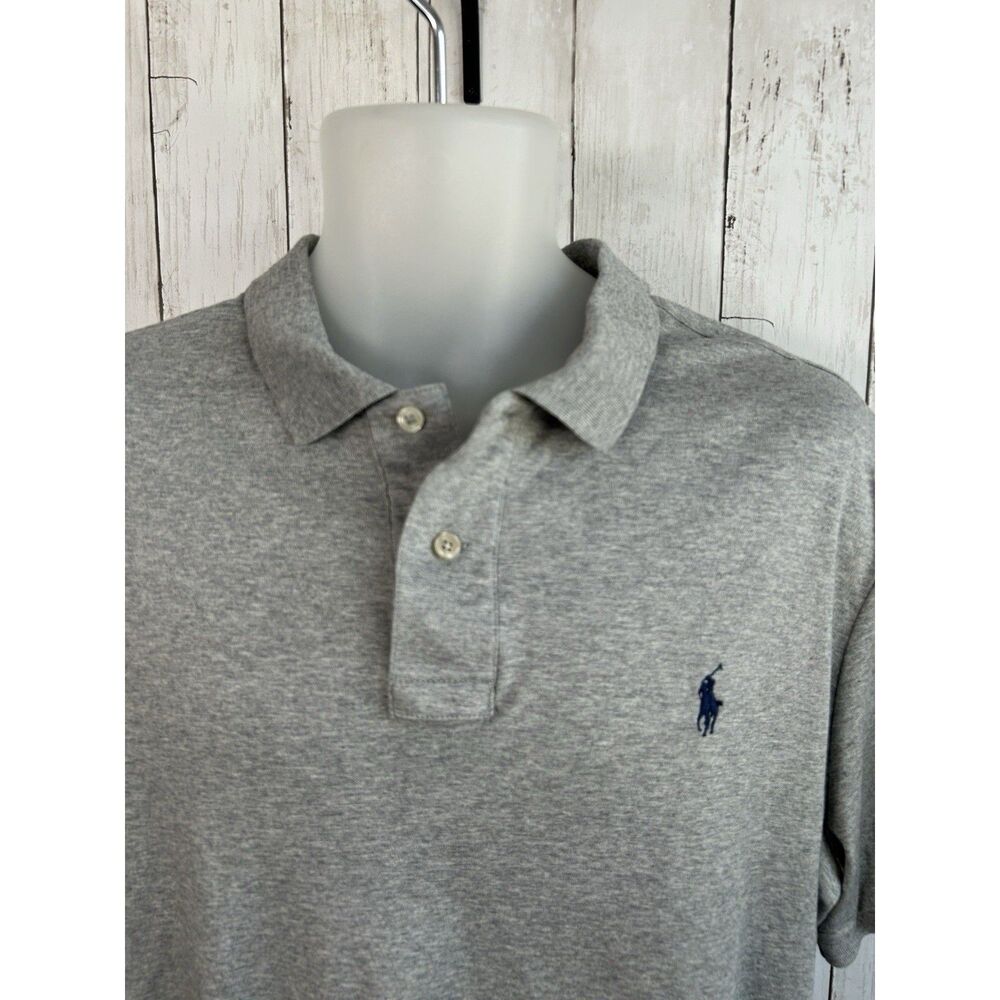 Men's Ralph Lauren Polo Shirt Gray Pima Soft Touch Size XL